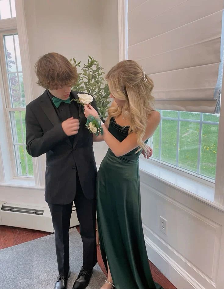 TingPo Wholesale Elegant Mermaid Green Velvet Long Prom Dresses Formal Dress
